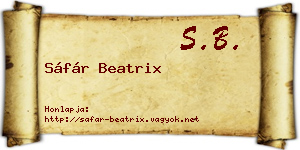 Sáfár Beatrix névjegykártya