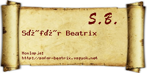 Sáfár Beatrix névjegykártya